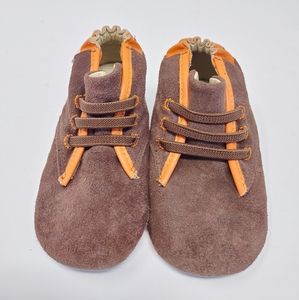 Baby Robeez Brown And Orange Shoe Size 6 18-24 M.
